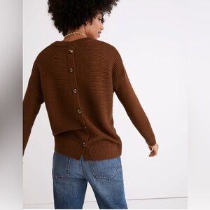 Madewell Greensboro Button-Back Sweater‎ Brown Size Medium Preppy